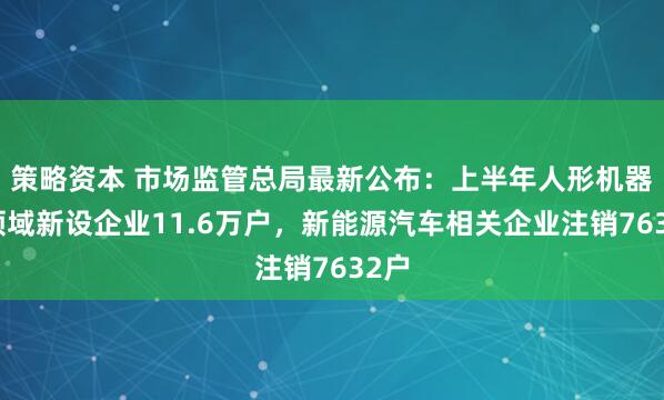 策略资本 市场监管总局最新公布：上半年人形机器人领域新设企业11.6万户，新能源汽车相关企业注销7632户